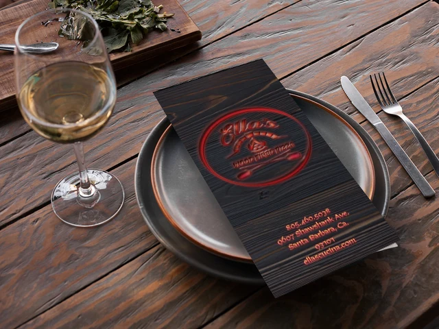 Ella’s Wood Fired Pizza branded menu cover presented on a restaurant table