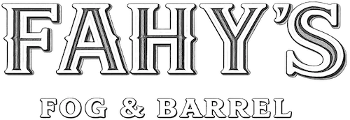 Final clean white Fahy’s Fog and Barrel wordmark used on the website