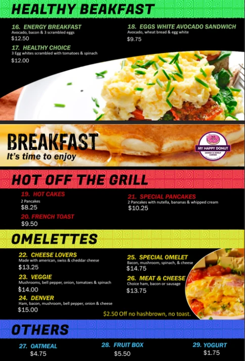 My Happy Donut menu design