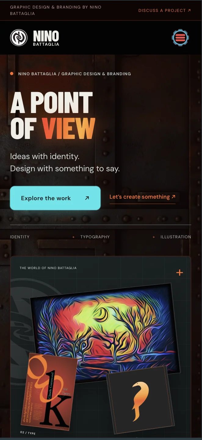 Nino Battaglia’s website on a mobile screen